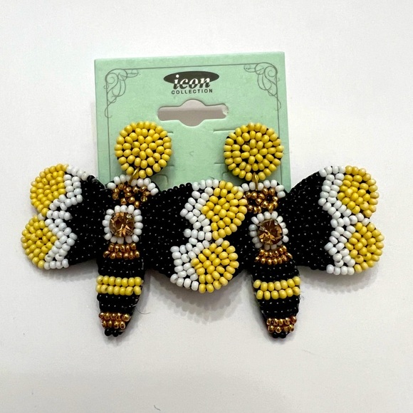 Jewelry - Icon Collection Beaded Butterfly Earrings - Yellow and Black